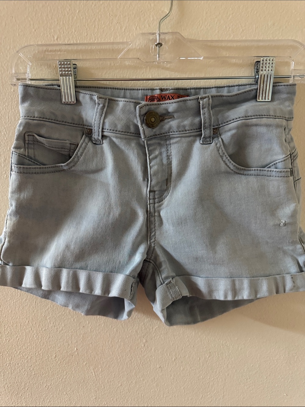 Wax Jean Light Blue Rolled-Hem Denim Shorts